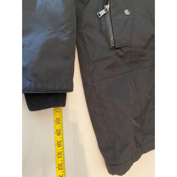 1 Madison Expedition Black Hooded Midi Coat Faux Fur Trim Size Small - Picture 16 of 16